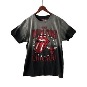 NWT Unisex Rolling Stones Chicago Bulls Gray Bingham Collab Cotton T-Shirt